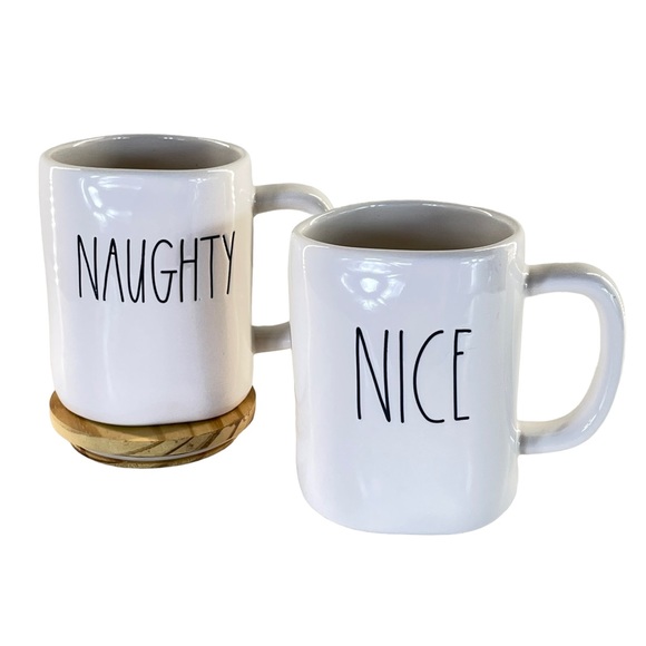 Rae Dunn Artisan Collection Set of 2 Naughty & Nice Christmas Coffee Mugs - Picture 2 of 5